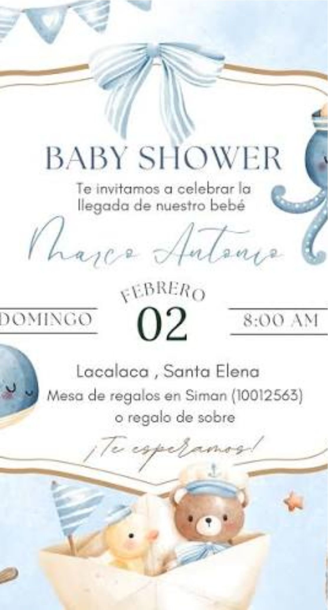 Invitación Baby Shower